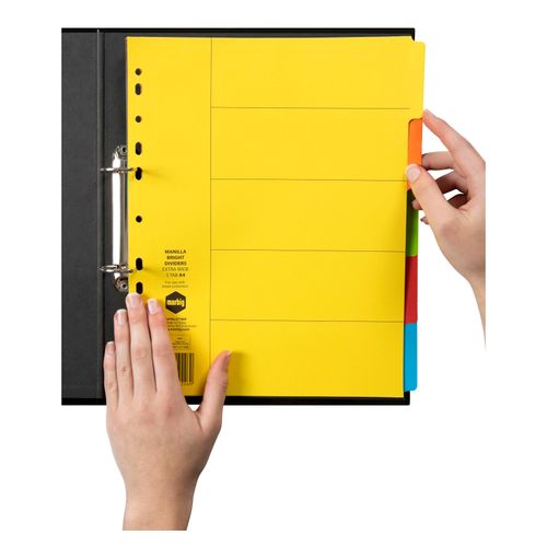 Marbig Indices & Dividers 5 Tab Manilla A4 Extra Wide