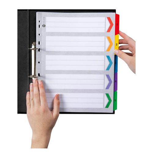 Marbig Indices & Dividers 1-5 Tab Manilla A4 Extra Wide