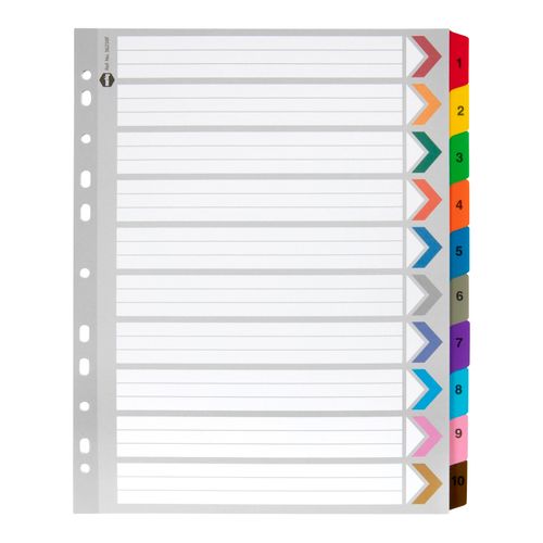 Marbig Indices & Dividers 1-10 Tab Manilla A4 Extra Wide