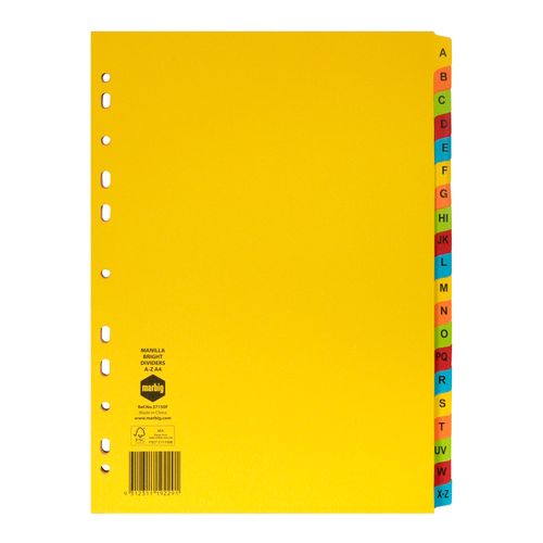 Marbig Indices & Dividers A-Z Tab Manilla A4 Brights