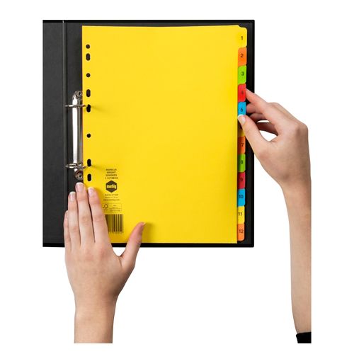 Marbig Indices & Dividers 1-12 Tab Manilla A4 Brights