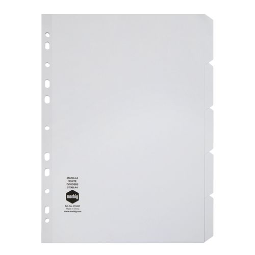Marbig Indices & Dividers 5 Tab Manilla A4 White