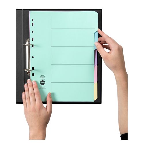 Marbig Indices & Dividers 5 Tab Manilla A4 Pastel