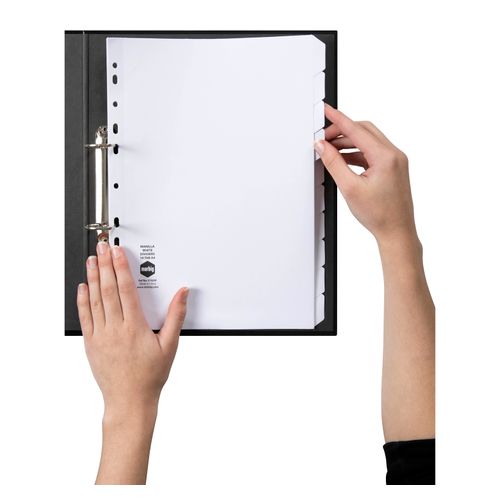 Marbig Indices & Dividers 10 Tab Manilla A4 White Bulk 20 Sets