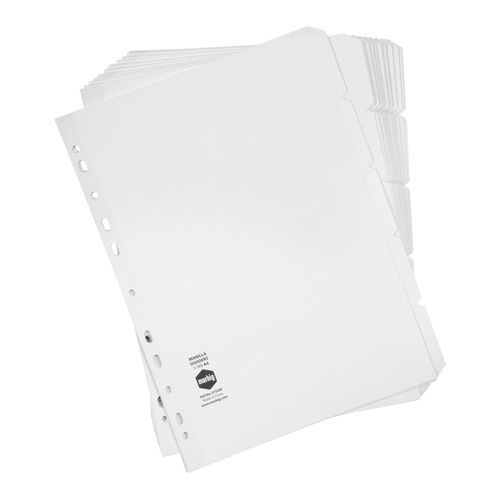 Marbig Indices & Dividers 5 Tab Manilla A4 White Bulk 20 Sets