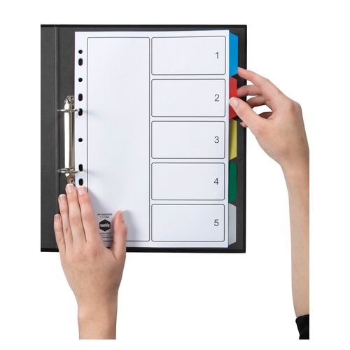 Marbig Indices & Dividers 5 Tab PP A4 Multi Colour