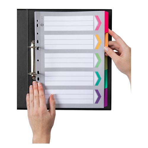 Marbig Indices & Dividers 5 Tab Reinforced A4 Fluoro