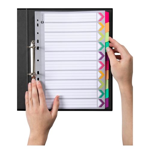 Marbig Indices & Dividers 10 Tab Reinforced A4 Fluoro