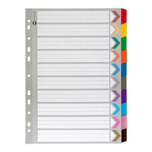 Marbig Indices & Dividers 10 Tab Reinforced A4 Colour