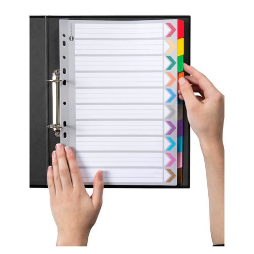 Marbig Indices & Dividers 10 Tab Reinforced A4 Colour