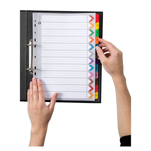 Marbig Indices & Dividers 1-12 Tab Reinforced A4 Colour