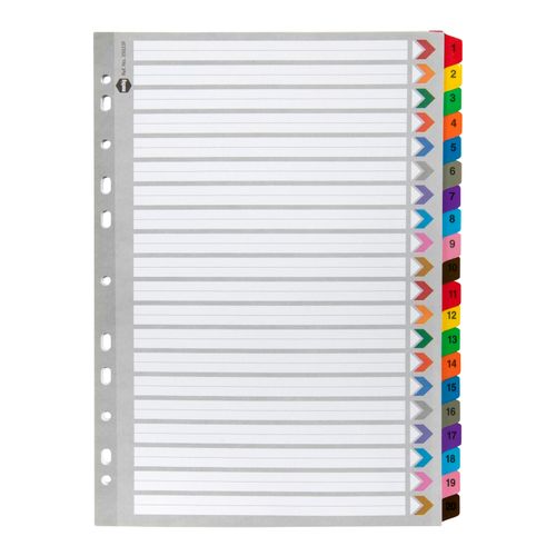Marbig Indices & Dividers 1-20 Tab Reinforced A4 Colour