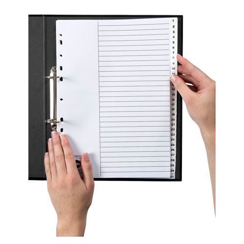 Marbig Indices & Dividers 1-31 Tab PP A4 White