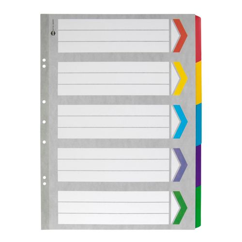 Marbig Indices & Dividers 5 Tab Reinforced A3 Portrait Colour