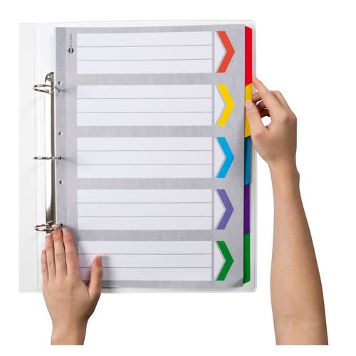 Marbig Indices & Dividers 5 Tab Reinforced A3 Portrait Colour