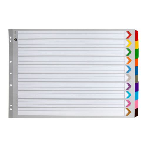 Marbig Indices & Dividers 10 Tab Reinforced A3 Landscape Colour