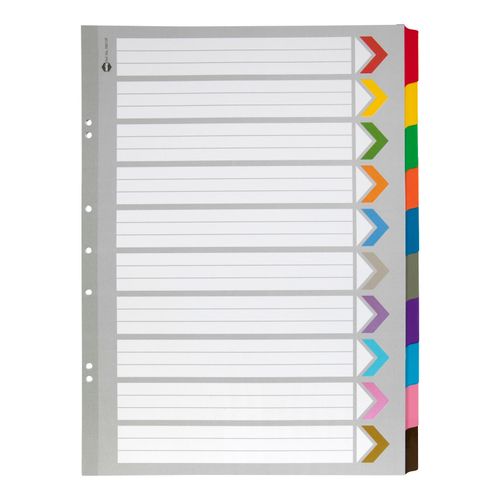 Marbig Indices & Dividers 10 Tab Reinforced A3 Portrait Colour