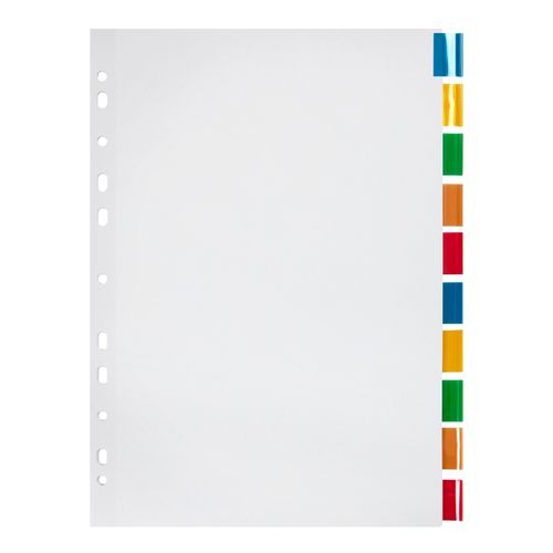 Marbig Indices & Dividers 10 Insert Manilla A4 White with Colour Tabs