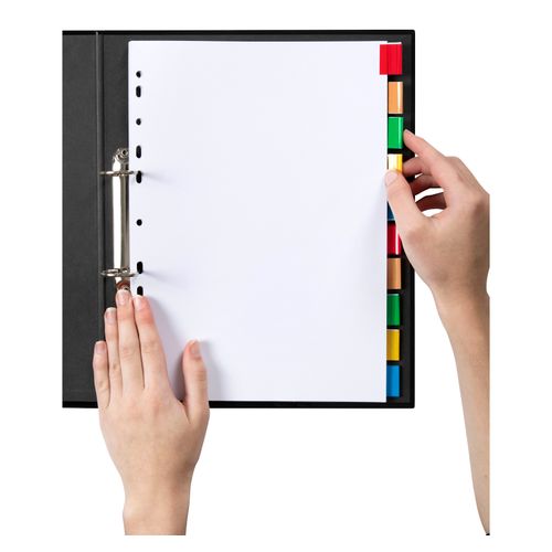 Marbig Indices & Dividers 10 Insert Manilla A4 White with Colour Tabs