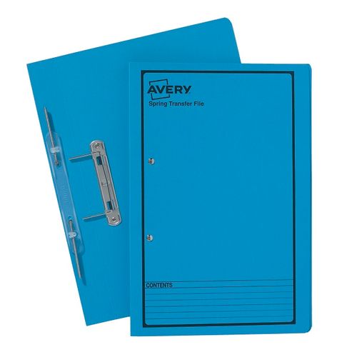 Avery Spiral Spring Transfer File Foolscap Blue with Black Border Box ...