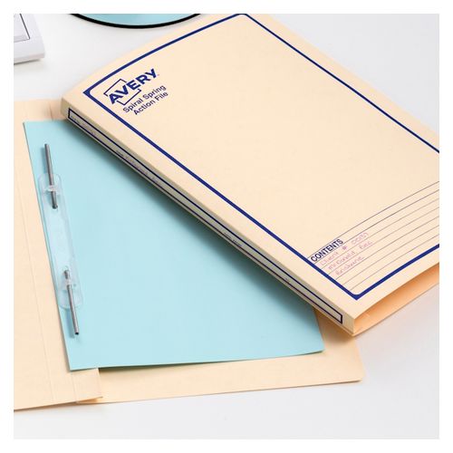 Spiral Spring Files Avery Spiral Spring File Foolscap Buff with Blue Border Box 25 - Blue ...