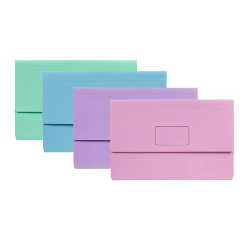 Marbig Slimpick Foolscap Cardboard Document Wallet Pastel Pack 10