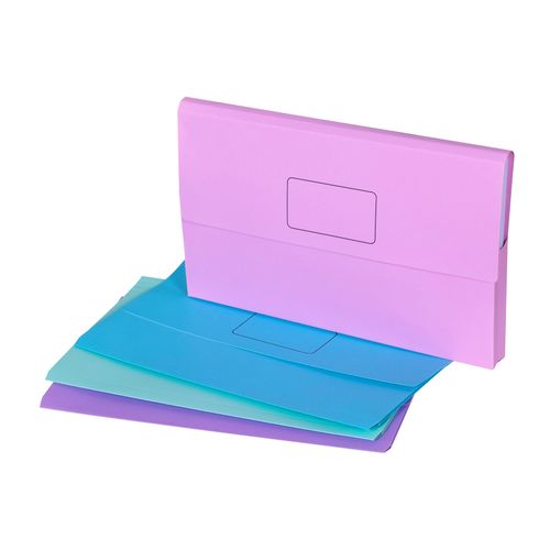 Marbig Slimpick Foolscap Cardboard Document Wallet Pastel Pack 10