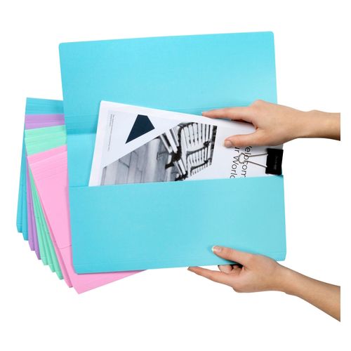 Marbig Slimpick Foolscap Cardboard Document Wallet Pastel Pack 10
