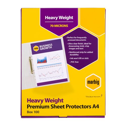 Marbig Sheet Protectors Heavy Weight A4 70um Copysafe Pack 100