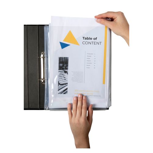 Cumberland Sheet Protectors A4 25mm Gusset 200 Micron Extra H/Duty Glass Clear Pvc Pack 10