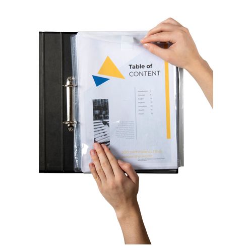 Cumberland Sheet Protectors A4 25mm Gusset & Flap 200 Mic Extra H/Duty Glass Clear Pvc Pack 10