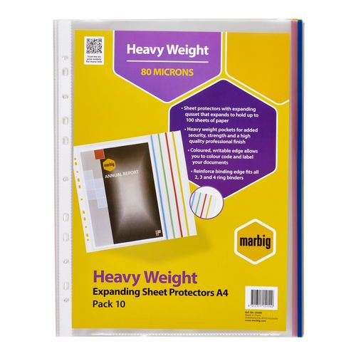 Marbig Sheet Protectors Heavyweight A4 Expanding Pack 10