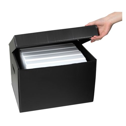 Marbig Corflute Box With Attached Lid Black