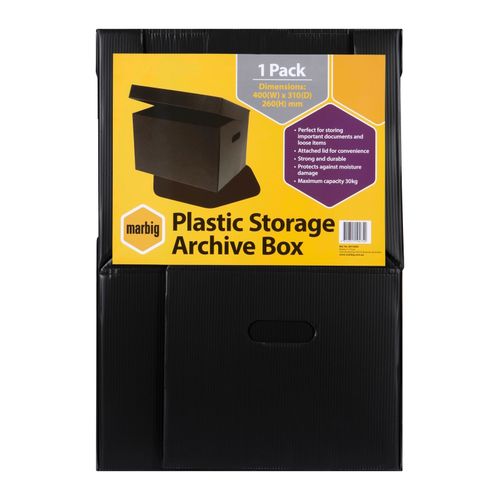 Marbig Corflute Box With Attached Lid Black
