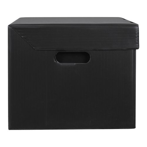 Marbig Corflute Box With Attached Lid Black