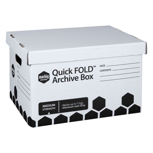 Marbig Archive Box Quickfold With Lid Pack 15