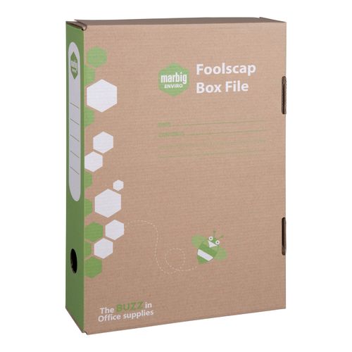 Marbig Enviro Box File Foolscap 80mm Kraft