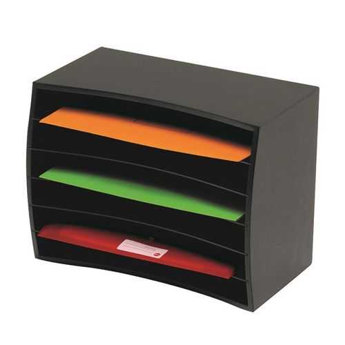 Marbig Desktop Organiser Wood 6 Tier Black