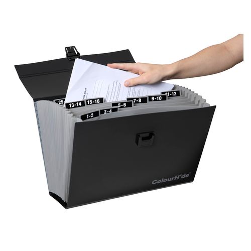 Marbig Colourhide Expanding Carry File Black