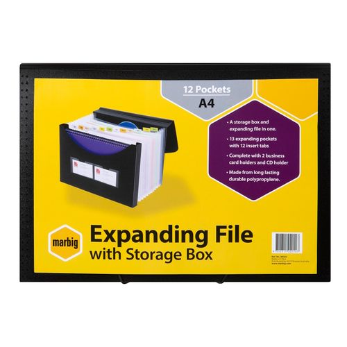 Marbig Expanding File With Storage Box Black