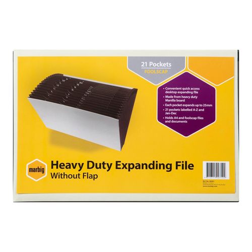 Marbig Expanding File Foolscap Heavy Duty No Flap Grey