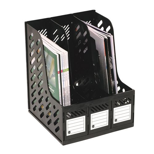 Marbig Magazine Racks 3 Section Black