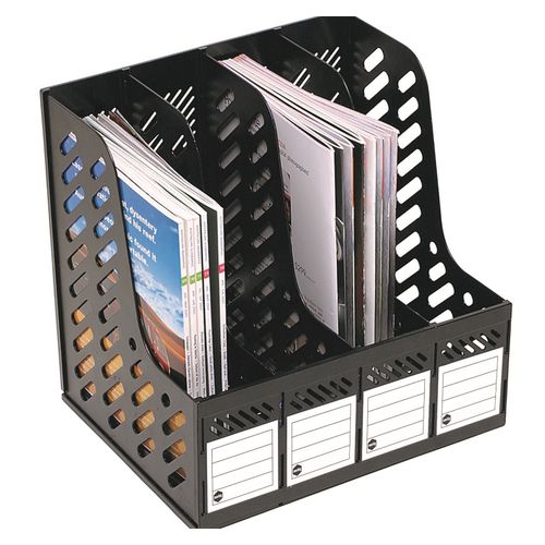 Marbig Magazine Racks 4 Section Black