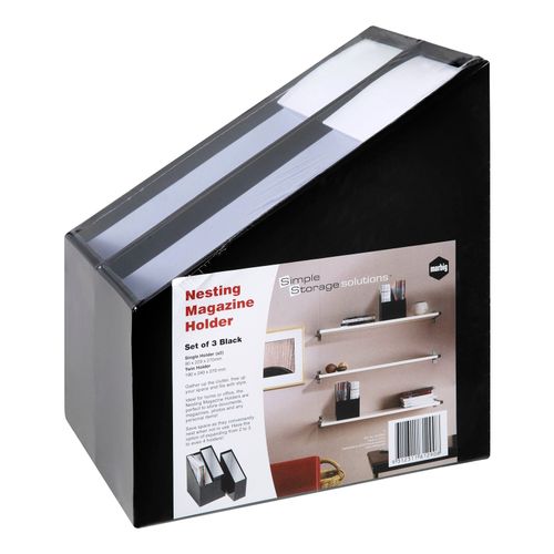 Marbig Simple Storage Magazine Holder 4 Section Black - Only 1 Remaining