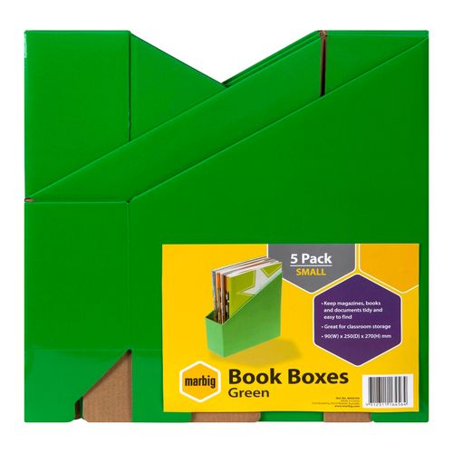 Marbig Book Box Small Green Pack 5
