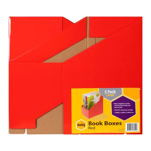 Marbig Book Box Large Red Pack 5