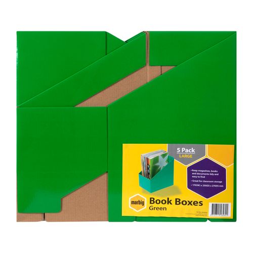 Marbig Book Box Large Green Pack 5