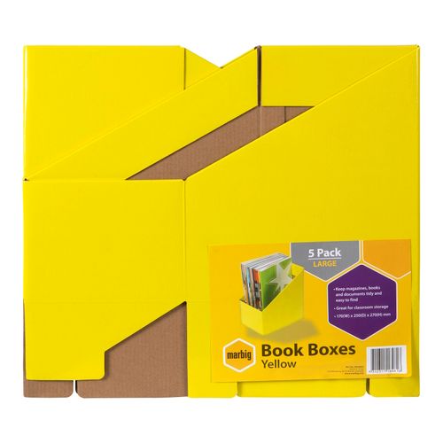 Marbig Book Box Large Yellow Pack 5
