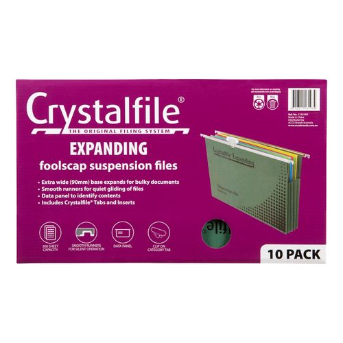 Crystalfile Complete Suspension Files Foolscap Expanding Pack 10