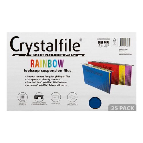Crystalfile Complete Suspension Files Foolscap Assorted Pack 25